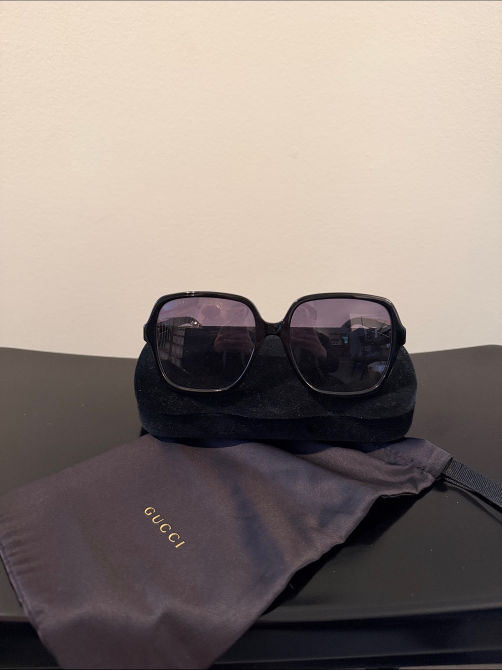Gucci Women’s Black Square Gradient Lens Sunglasses